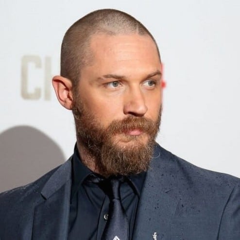 Tom Hardy Military Hairstyle and Full Beard.