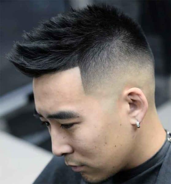 Asian Faux Hawk with cool skin fade.