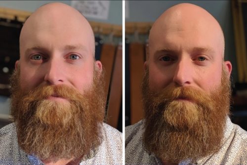 Before and After Straightened Beard