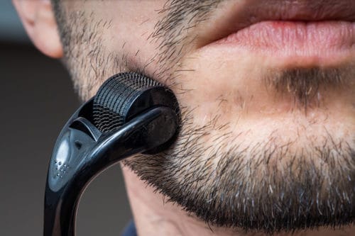 Microneedle derma rollers can be used with beard oils.