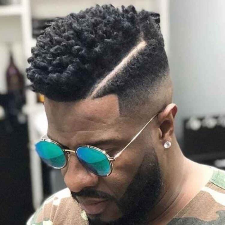 Black Mens Fade With Side Part