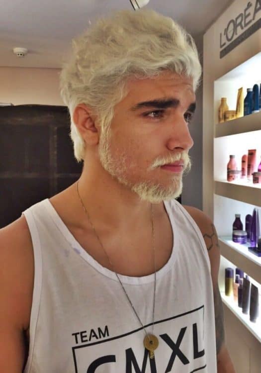 How to dye beard blonde. Platinum blonde beard and mustache.