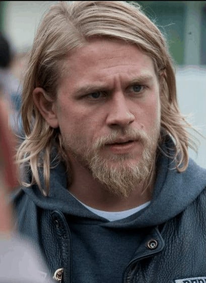 Charlie Hunnam's blonde mustache plus goatee style.