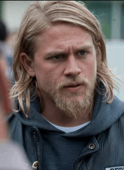 Jax Teller with long biker goatee style beard.