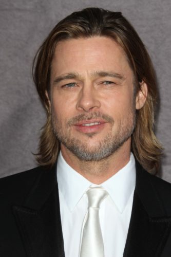 Brad Pitt Long Hairstyle and scruff beard.