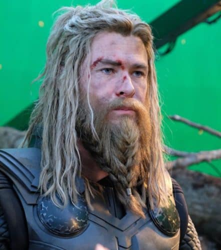 Chris Hemsworth as Thor and a single beard braid.
