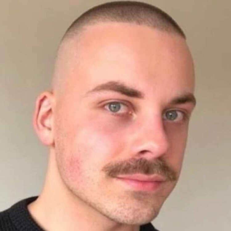Buzz Cut Fade With Mustache