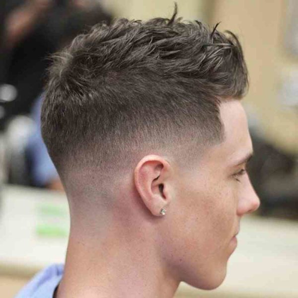 Textured Crew Cut with a Taper Fade