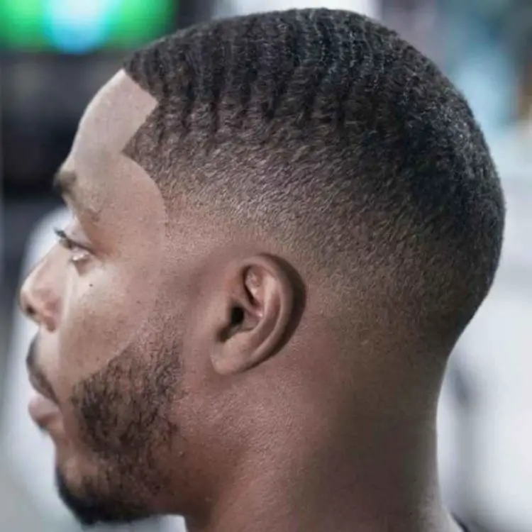 Drop Fade with Waves for Black Men