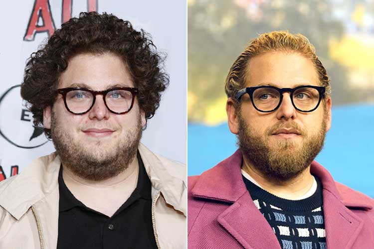 Jonah Hill before and after shaving his neck beard
