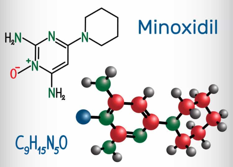 Minoxidil Diagram. Men and women use Minoxidil for Hair Growth.