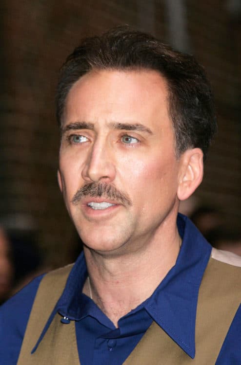 Nicolas Cage showing no hair recession.