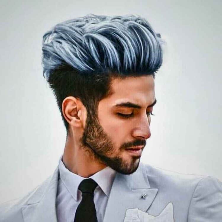 Pompadour Gray Hair Fade