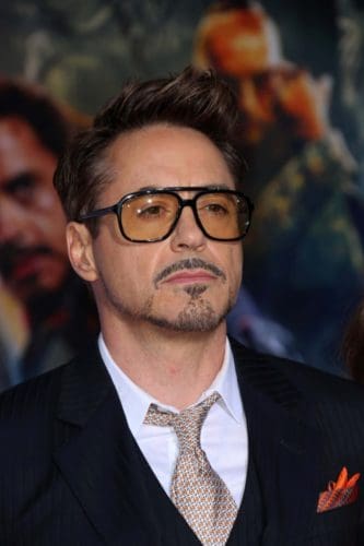 Robert Downey Jr. dawns stylish quiff hairstyle at Iron Man 3 premiere.