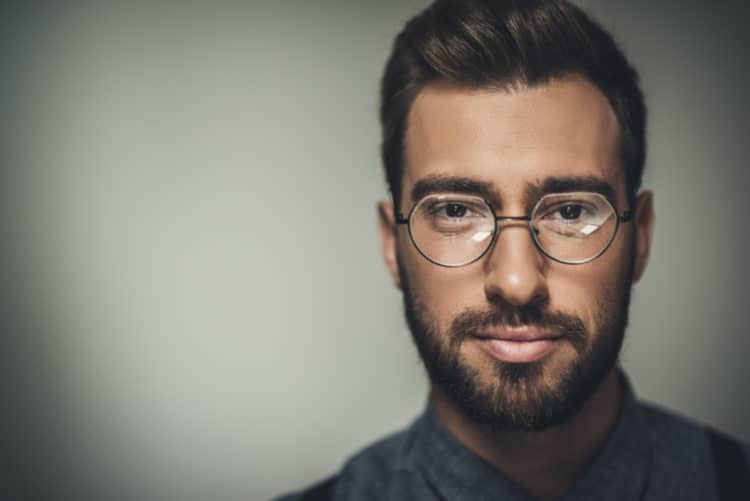 A beard plus Round or Curved Frames glasses look great on rectangular faces