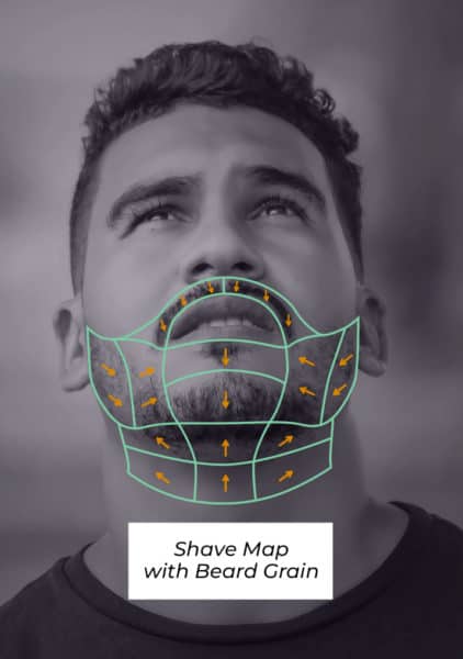 shaving map with beard grain indicators