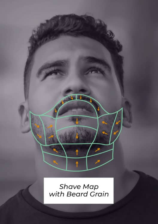 Shaving map with beard grain indicators