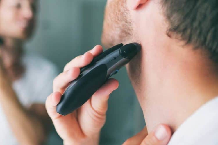 Good beard care includes shaving your neckline with an electric razor.