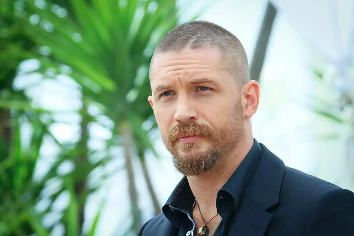 Tom Hardy buzz cut hairstyle and beard