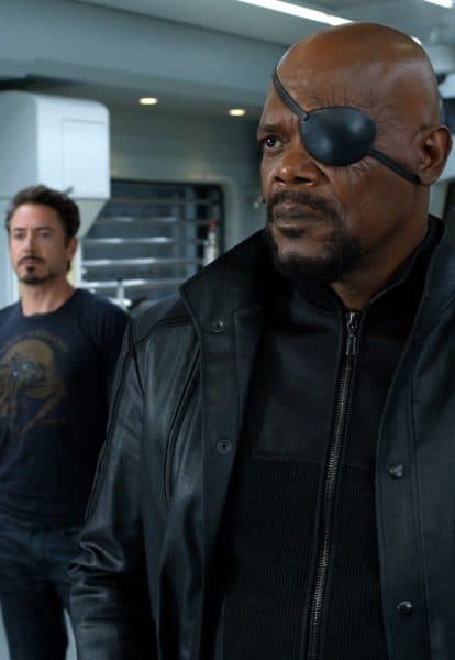 Nick Fury goatee beard has a rough style cut.